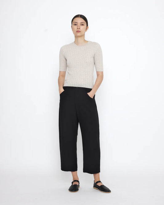 7115 by Szeki Mid-Sleeves Ribbed Fine Knit