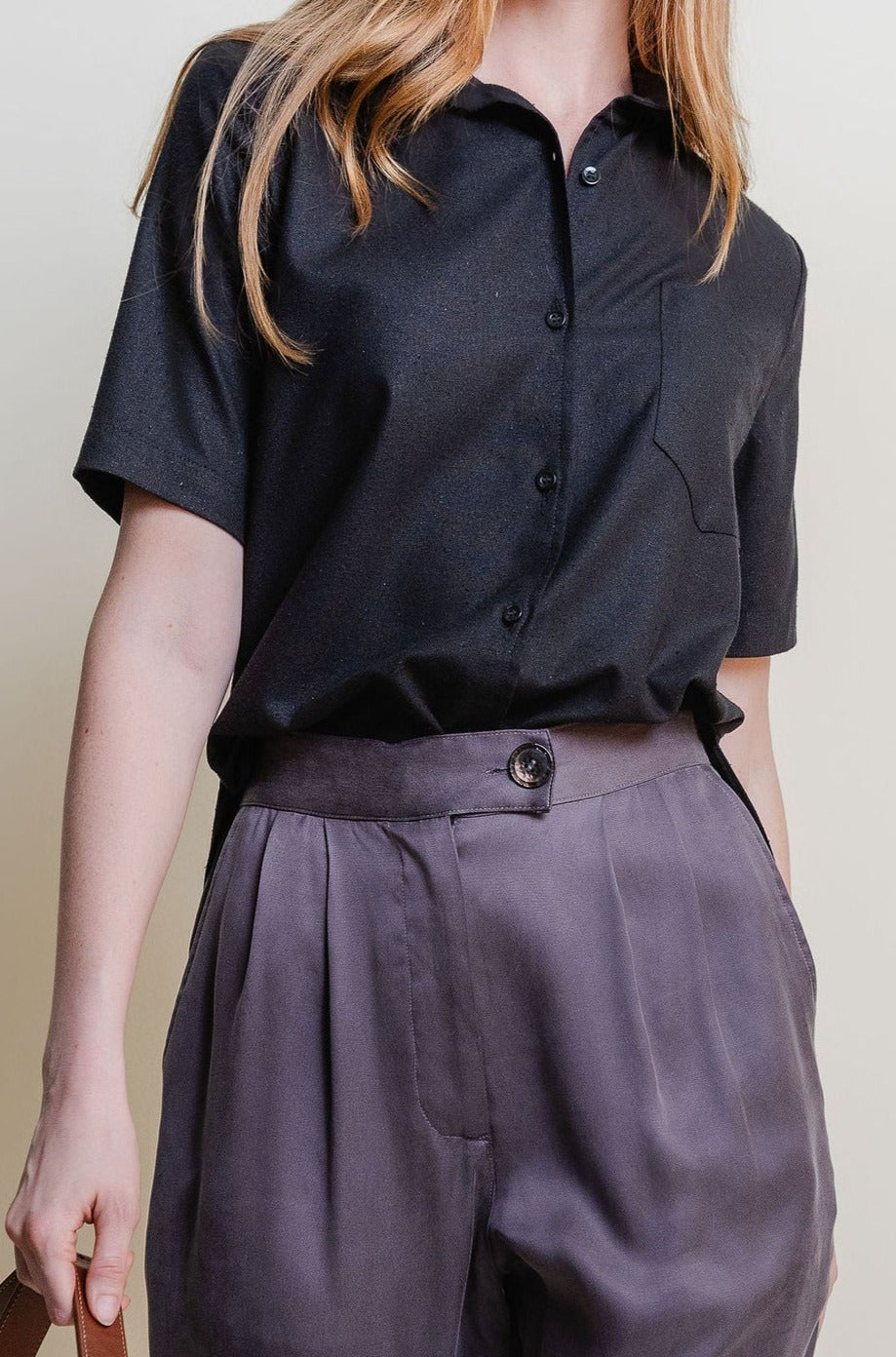 Ali Short Sleeve Blouse in Raw Silk